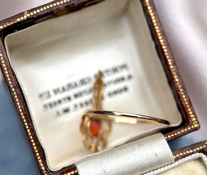Vintage Symmetrical Coral Ring in 10k Yellow Gold