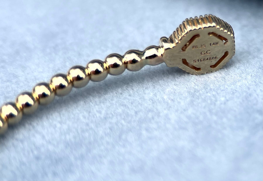 Diamond Beaded Cuff Bracelet in 14k Yellow Gold