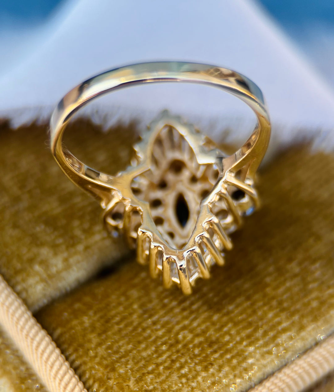 Sapphire and Diamond Ballerina Ring in 14k Yellow Gold