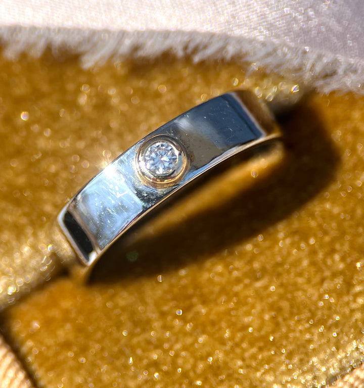 Two-tone Bezel Set Diamond in 14k Yellow and White Gold