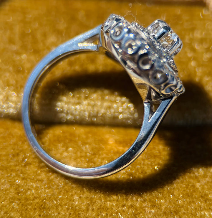 Bold Diamond Oval Cocktail Ring in 14k White Gold