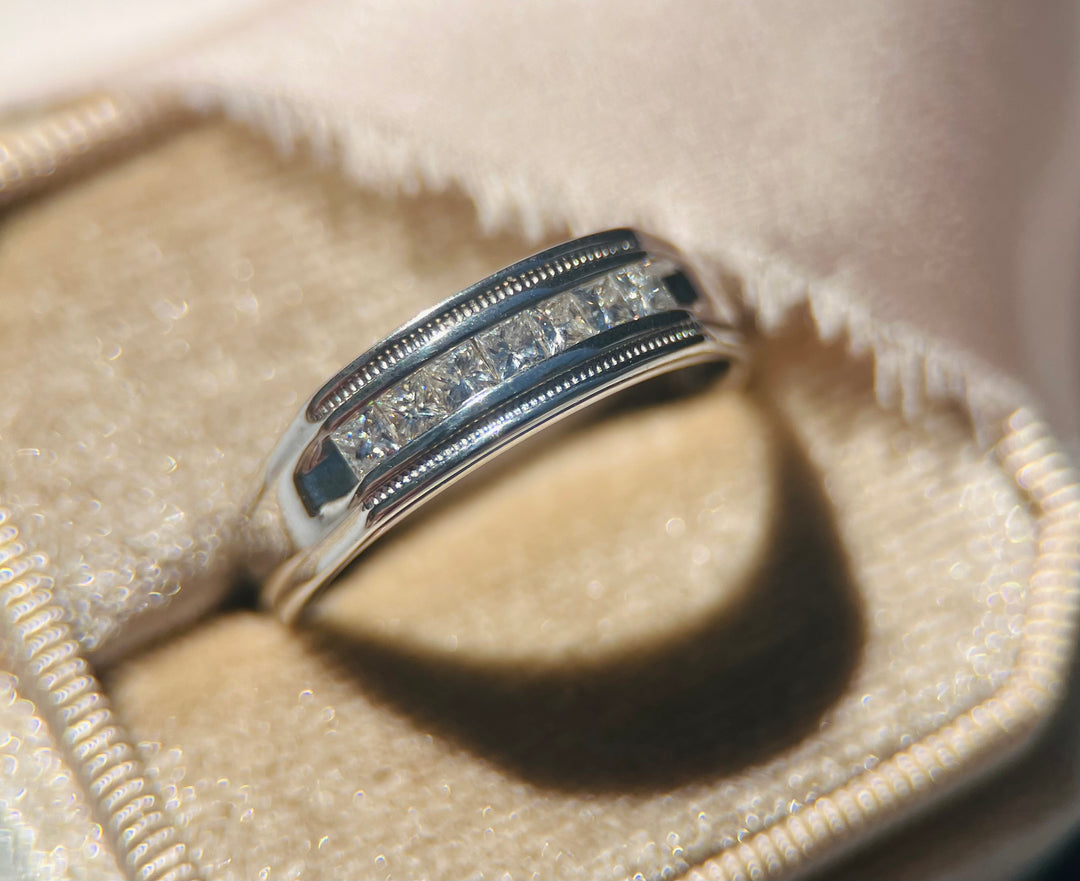 Bright 1/3ctw Princess Diamond Ring in 14k White Gold