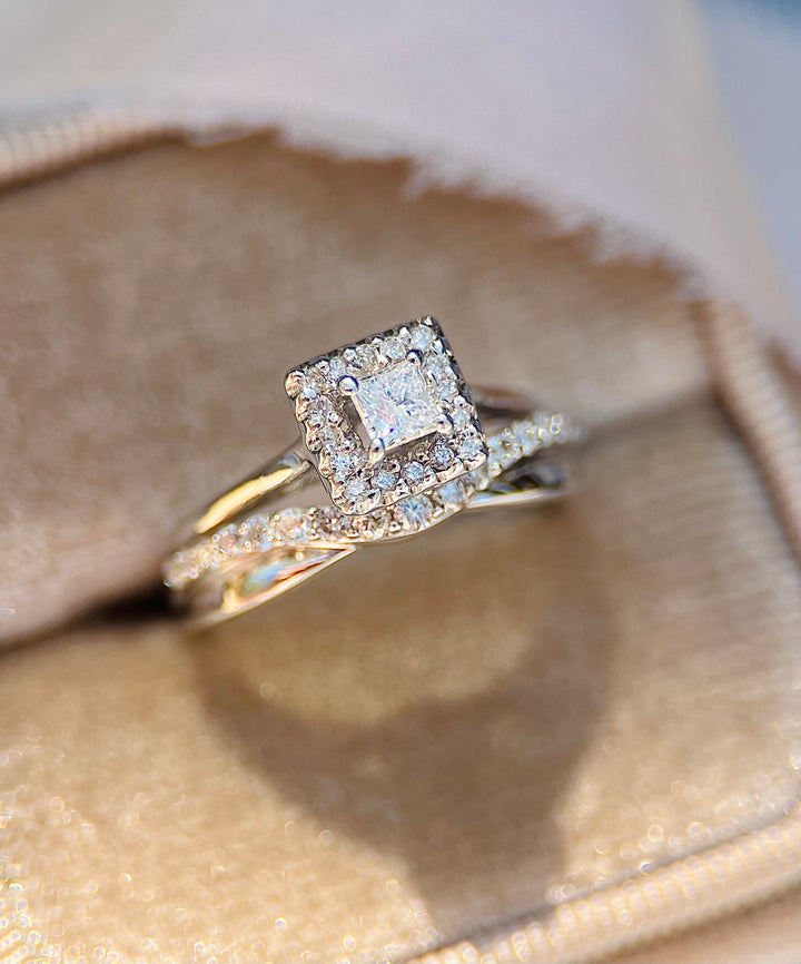1/2ctw Bright Princess Cut Diamond Ring in 14k White Gold