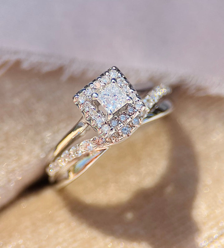 1/2ctw Bright Princess Cut Diamond Ring in 14k White Gold