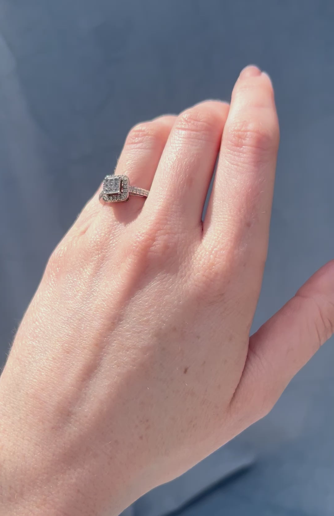 Princess Cut Diamond Halo Illusion Ring in White Gold