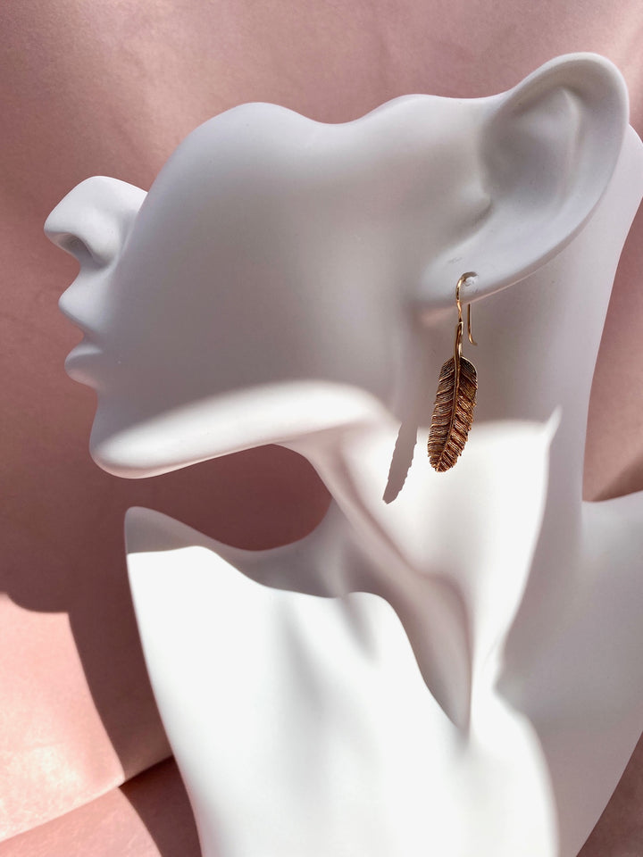 Mignon Faget Leaf Earrings in 14k Yellow Gold