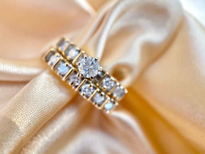Vintage Diamond Bridal Set in 14k Yellow Gold