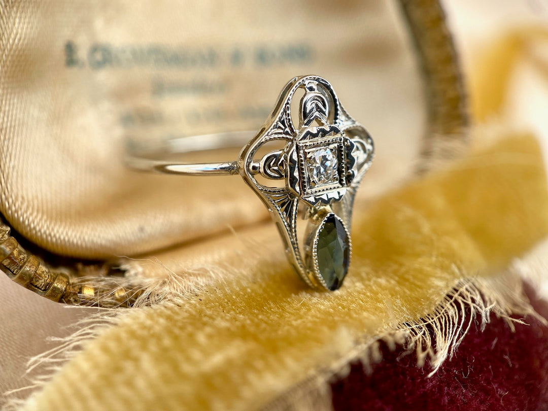 Belias Art Deco Diamond Ring in 18k White Gold