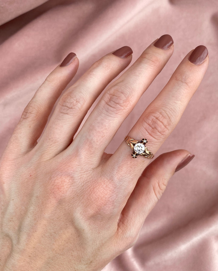 Unique Victorian Seed Pearl Ring with Over 1/2 Carat Round Diamond