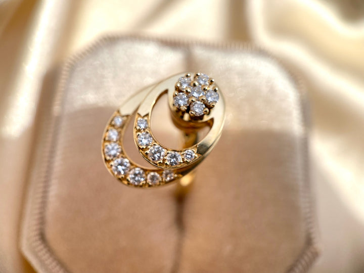 Original 1970's N. Teufel Motion Diamond Ring in 14k Gold