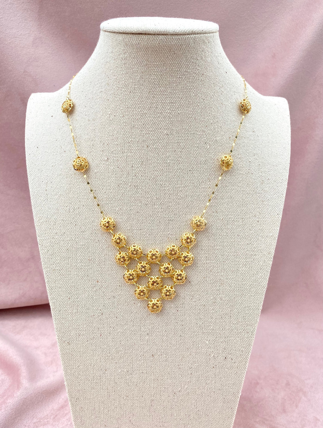 Italian Bib Honeycomb Necklace in 14k Solid Yellow Gold