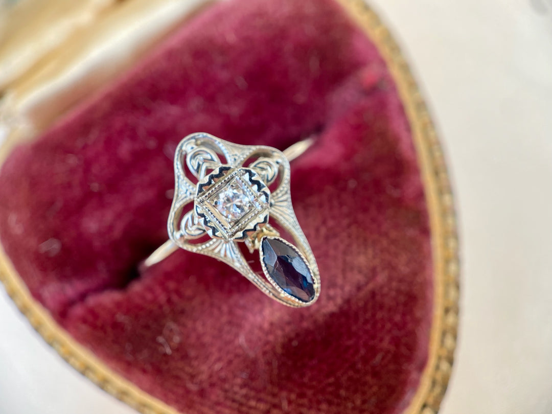 Belias Art Deco Diamond Ring in 18k White Gold