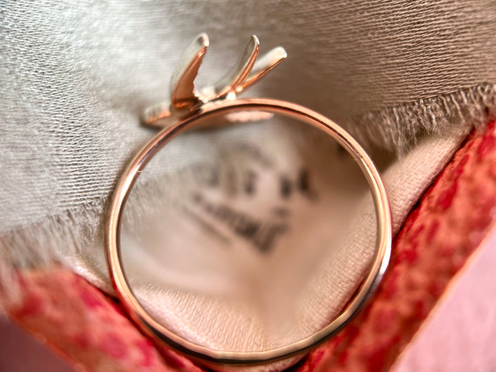 c.1900 Victorian Antique Swallow Old Cut Diamond Ring in 14k Gold