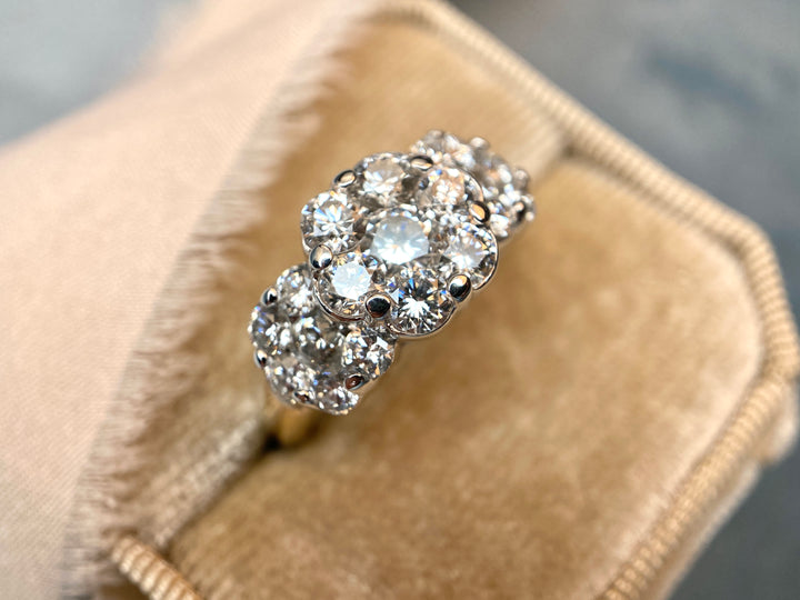 Dazzling Daisy Low Profile 1.50tcw Natural Diamond Ring in 14k Yellow Gold