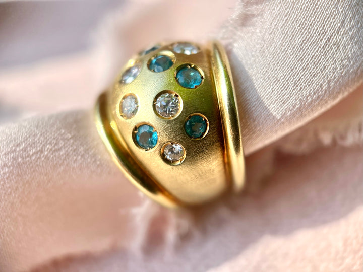 Epic Emerald & Diamond Bomb Statement Ring in Solid 14k Gold Size 6.5