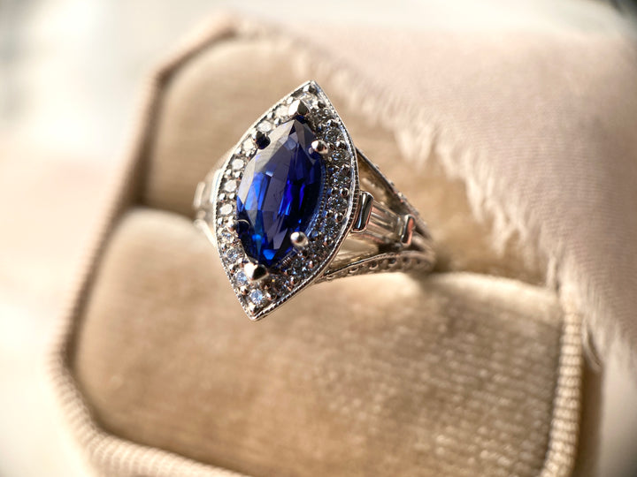 Stunning Sapphire Ring Surrounded by Diamonds