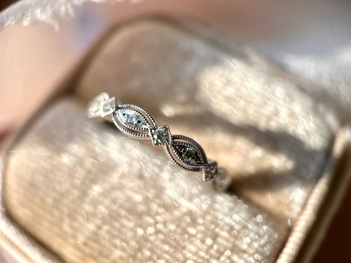 Vintage Inspired Twisted Diamond Ring in 14k White Gold