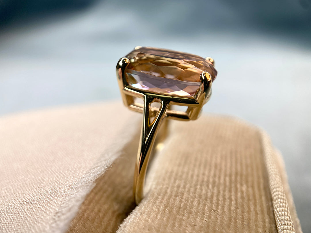 Pink Skies 7.11ct Cushion Tourmaline in 14k Yellow Gold