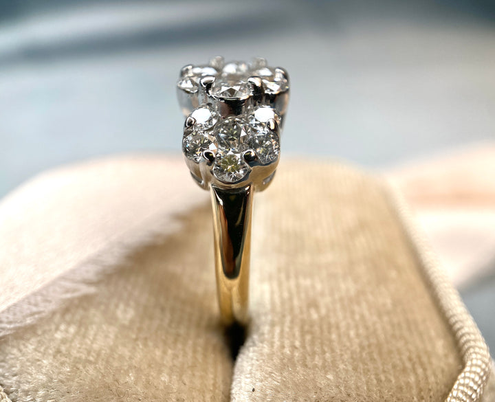 Dazzling Daisy Low Profile 1.50tcw Natural Diamond Ring in 14k Yellow Gold