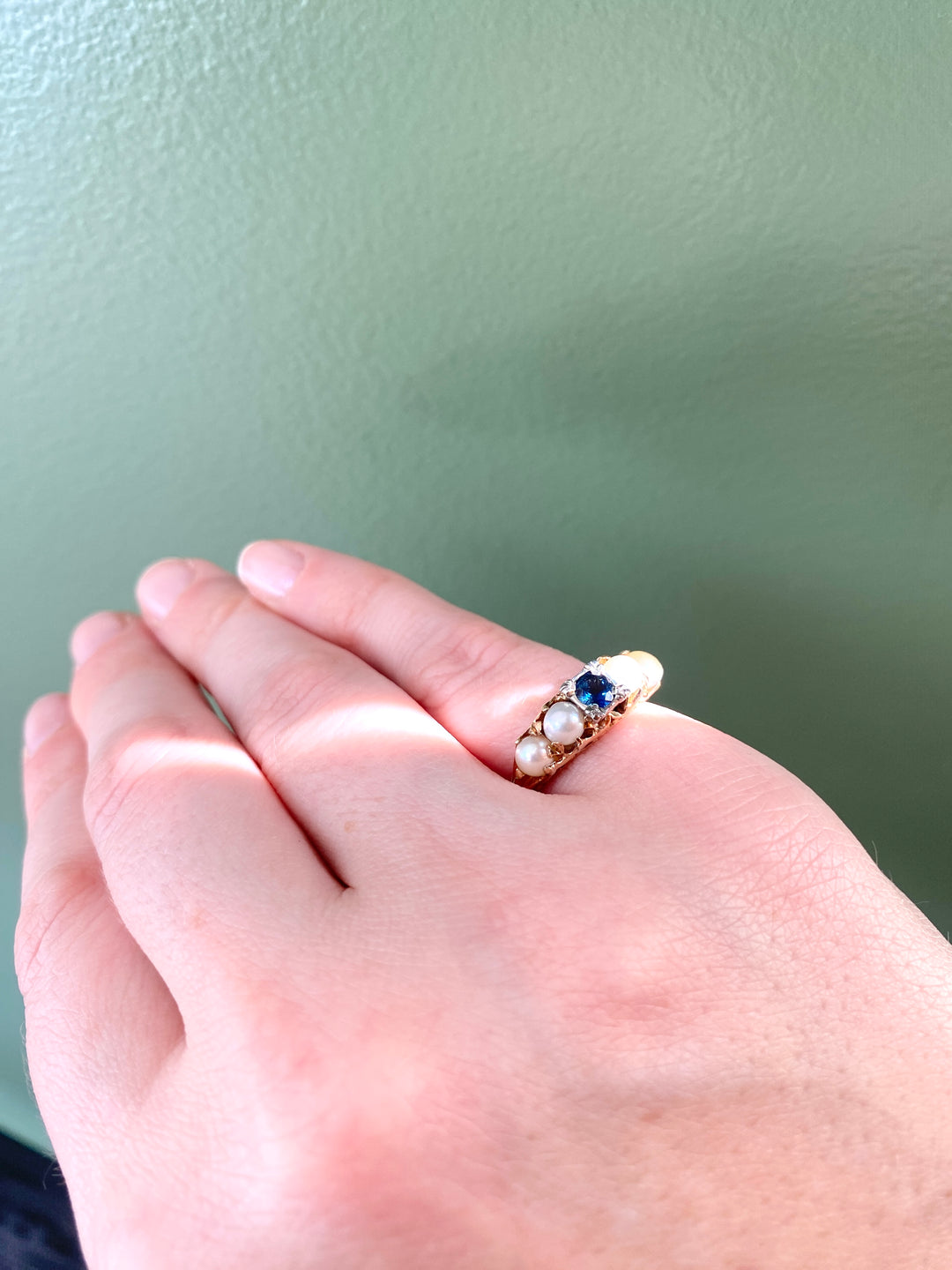 Heart Of The Sea Sapphire and Pearl Ring