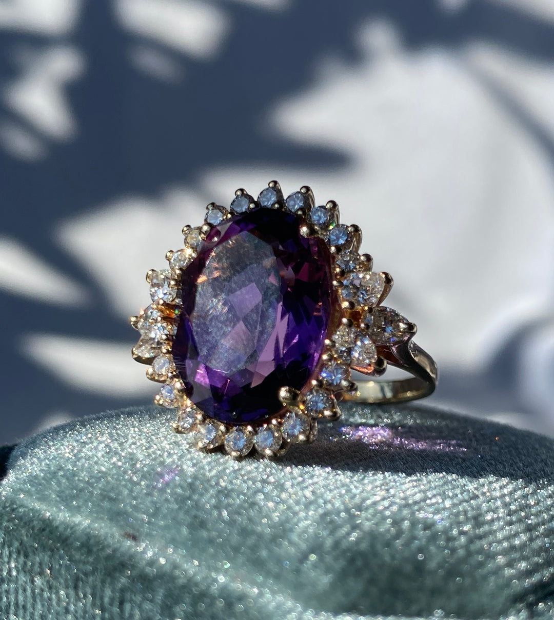 Alluring Amethyst & Diamond 7.11tcw 14k Gold Vintage Ring