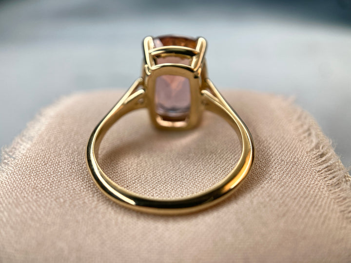 Pink Skies 7.11ct Cushion Tourmaline in 14k Yellow Gold