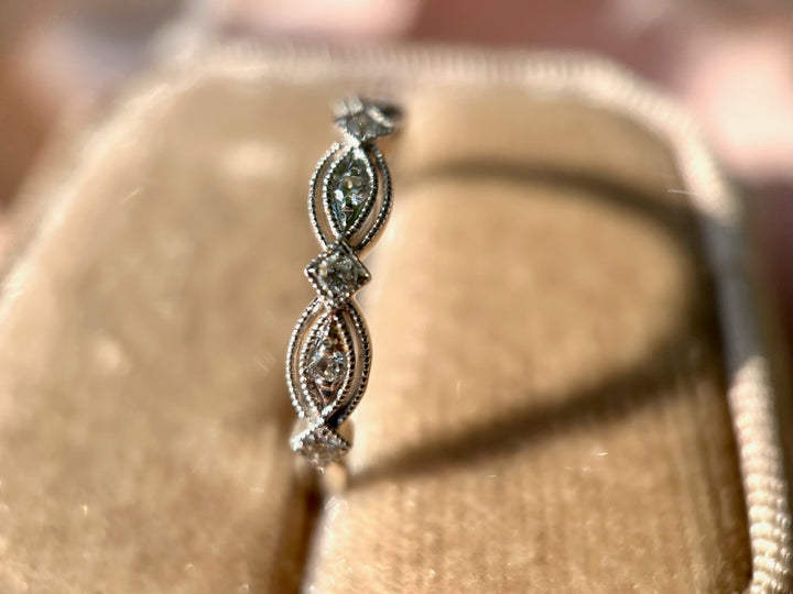 Vintage Inspired Twisted Diamond Ring in 14k White Gold
