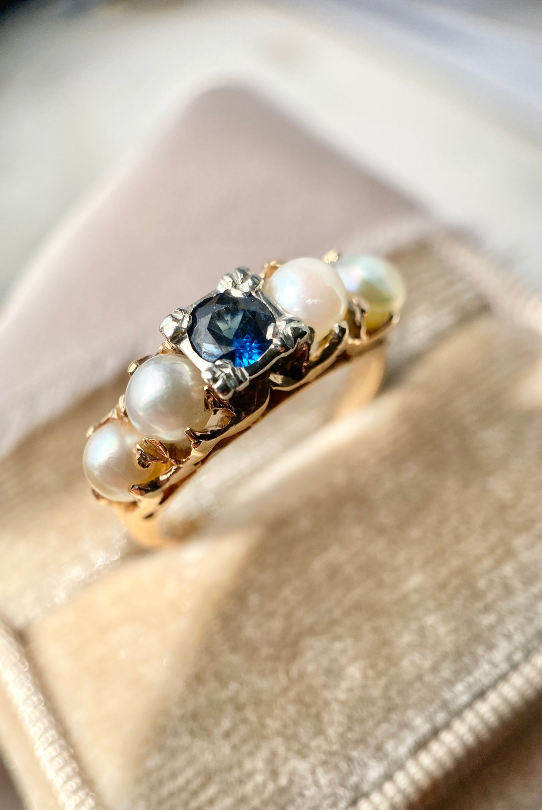 Heart Of The Sea Sapphire and Pearl Ring