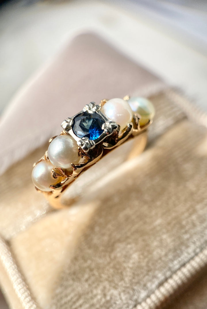 Heart Of The Sea Sapphire and Pearl Ring