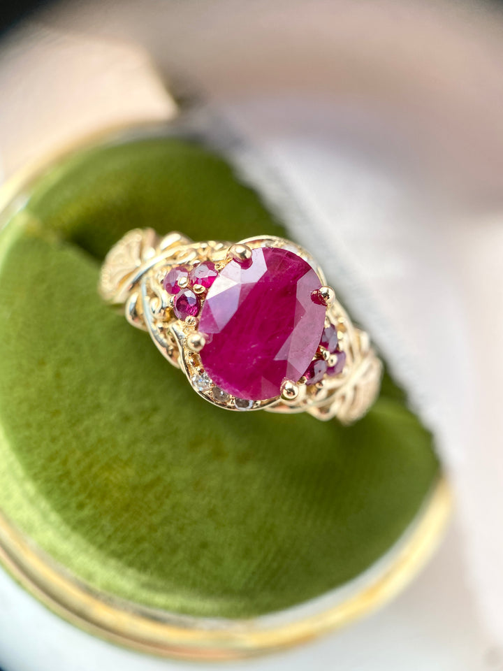 Magnificent Magenta Natural Ruby Ring in 14k Gold