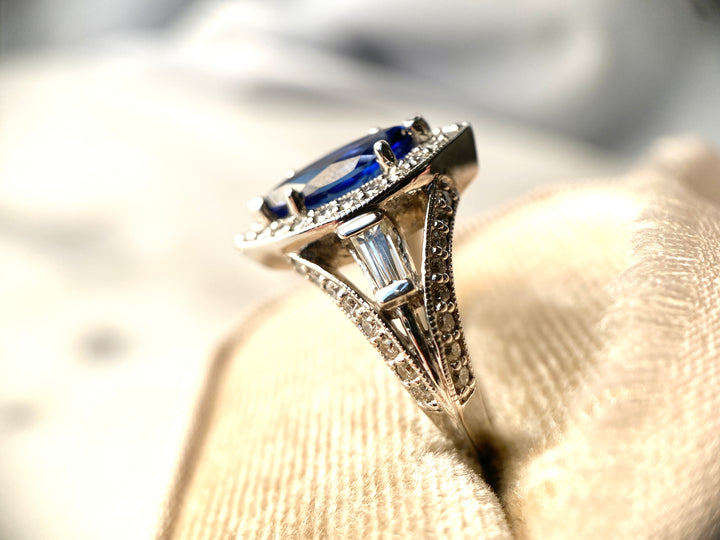 Stunning Sapphire Ring Surrounded by Diamonds