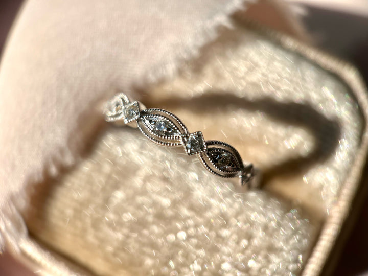 Vintage Inspired Twisted Diamond Ring in 14k White Gold