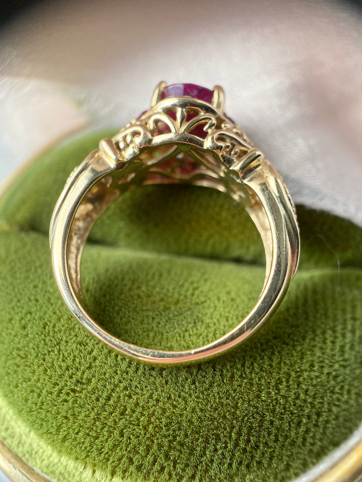 Magnificent Magenta Natural Ruby Ring in 14k Gold