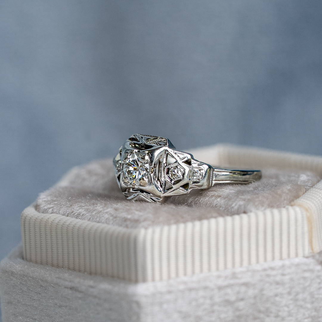 My Sweet 1930 Art Deco Old European Diamond 18k White Gold