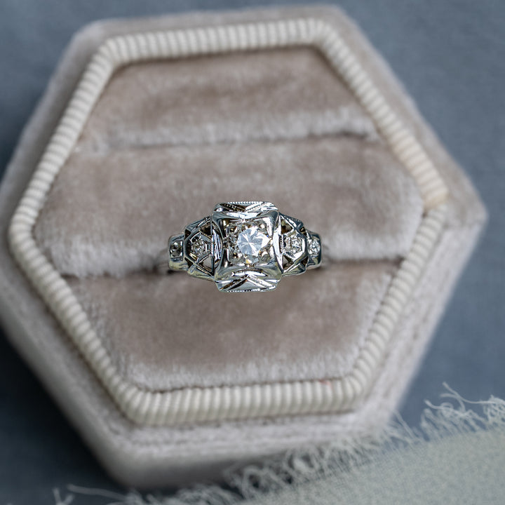 My Sweet 1930 Art Deco Old European Diamond 18k White Gold
