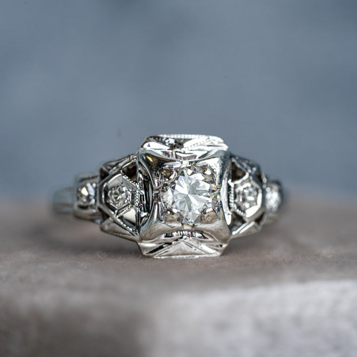 My Sweet 1930 Art Deco Old European Diamond 18k White Gold