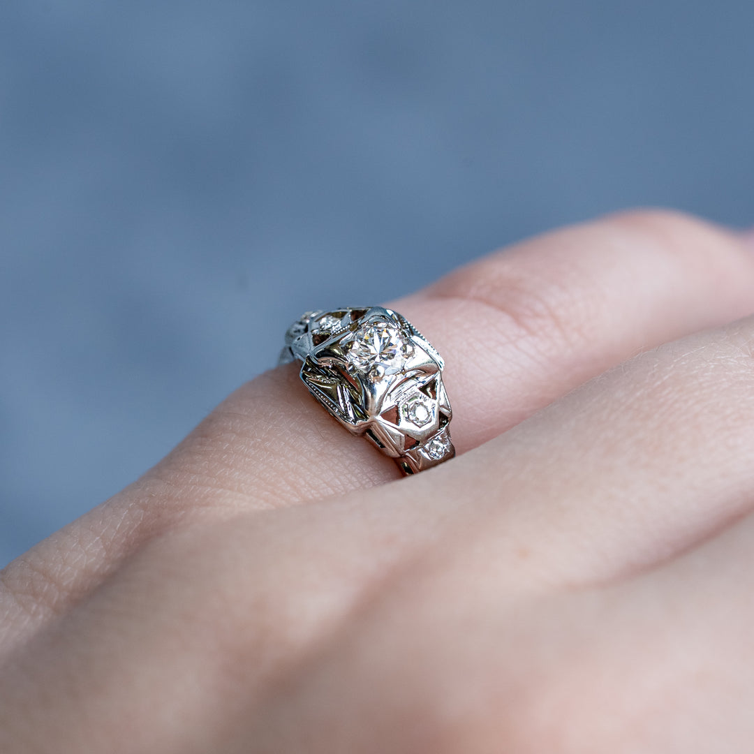My Sweet 1930 Art Deco Old European Diamond 18k White Gold