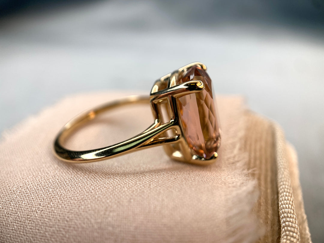 Pink Skies 7.11ct Cushion Tourmaline in 14k Yellow Gold