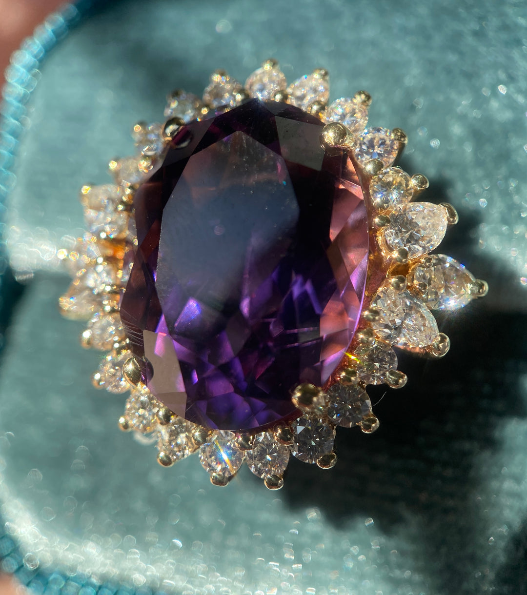 Alluring Amethyst & Diamond 7.11tcw 14k Gold Vintage Ring