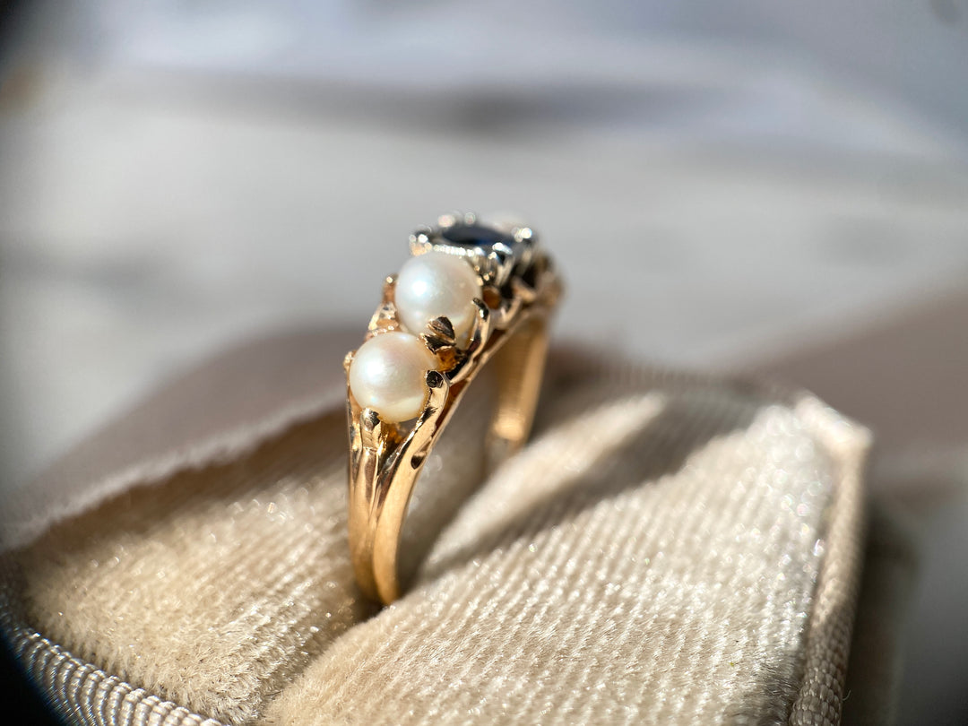 Heart Of The Sea Sapphire and Pearl Ring