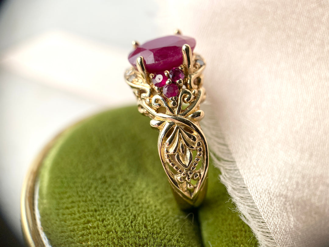 Magnificent Magenta Natural Ruby Ring in 14k Gold