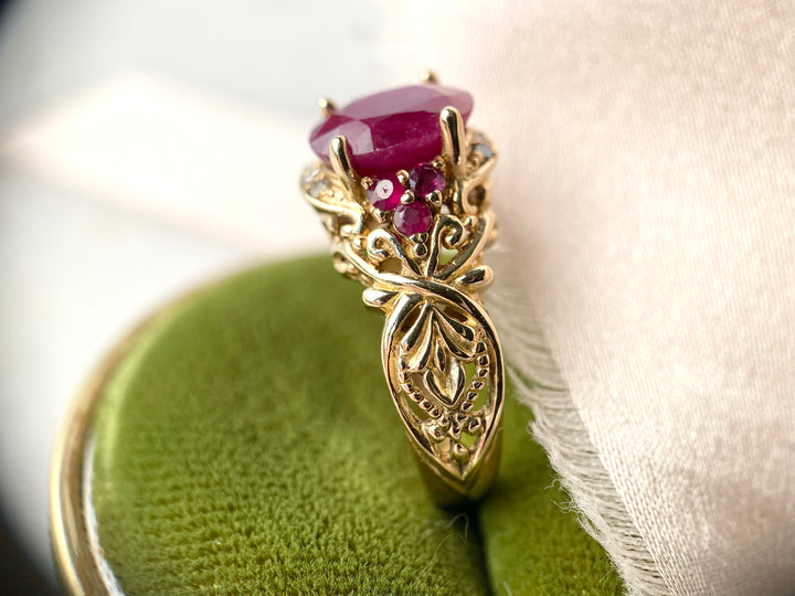 Magnificent Magenta Natural Ruby Ring in 14k Gold
