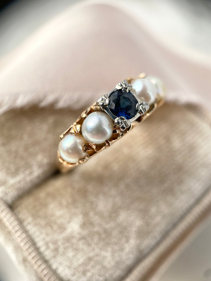 Heart Of The Sea Sapphire and Pearl Ring