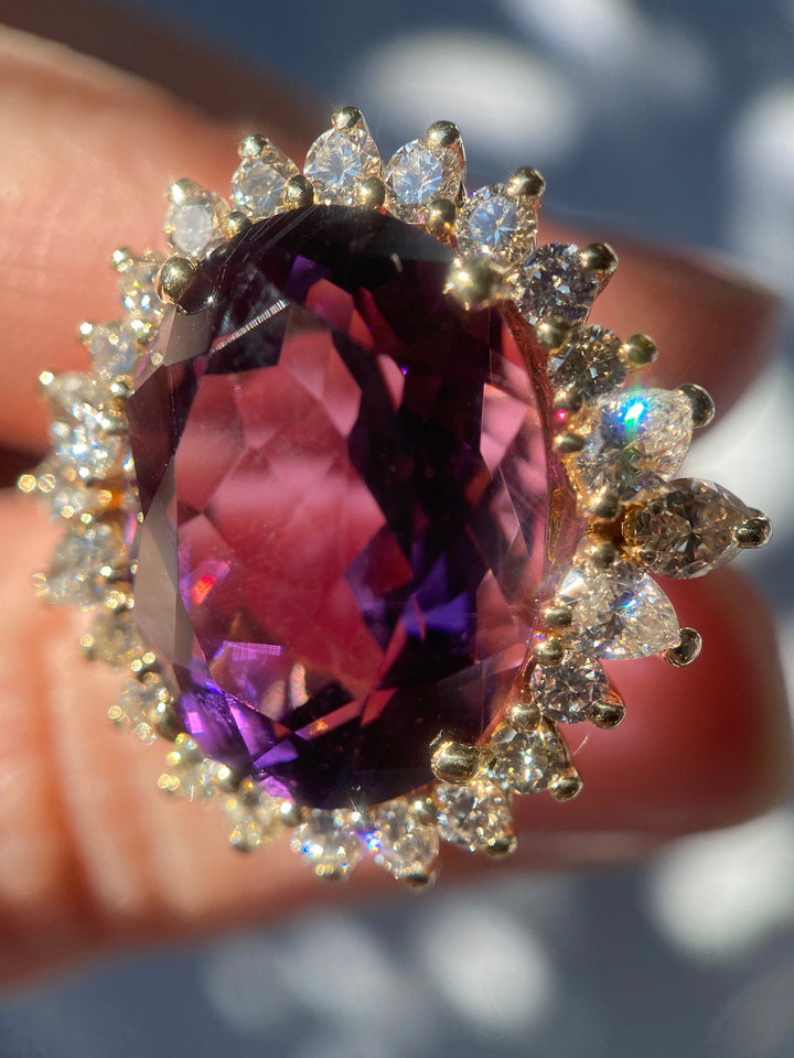 Alluring Amethyst & Diamond 7.11tcw 14k Gold Vintage Ring