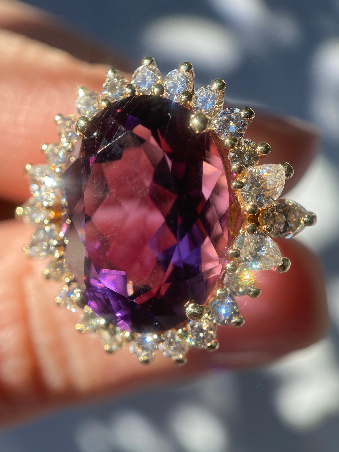 Alluring Amethyst & Diamond 7.11tcw 14k Gold Vintage Ring