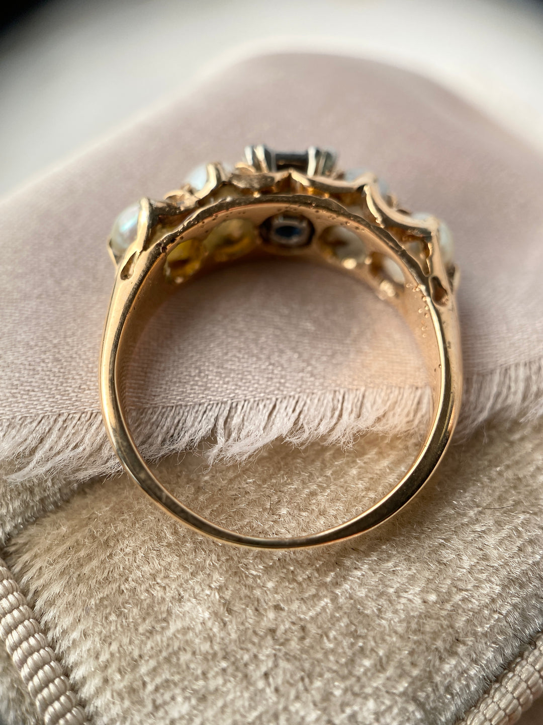 Heart Of The Sea Sapphire and Pearl Ring