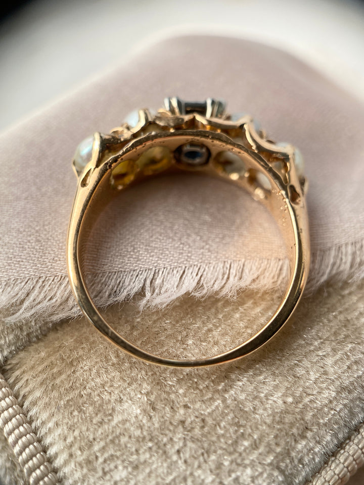 Heart Of The Sea Sapphire and Pearl Ring