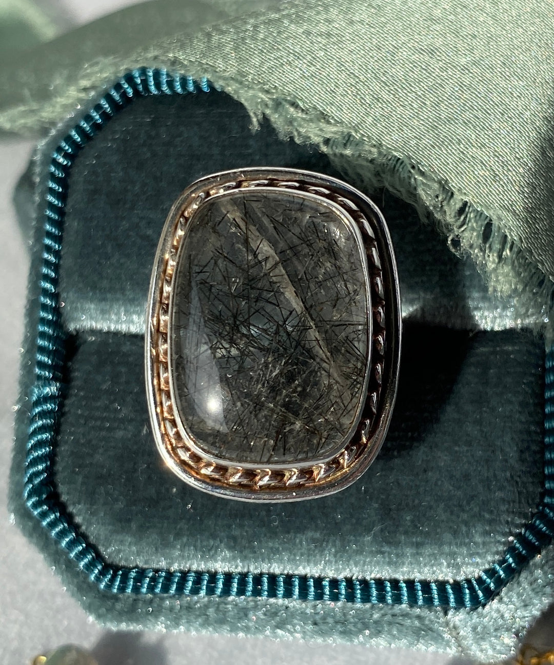 Vintage Rutilated Quartz Ring in Sterling Silver Size 7.5