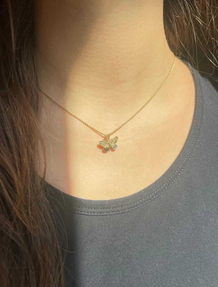 Gilded Monarch Butterfly Pendant in 14k Yellow Gold