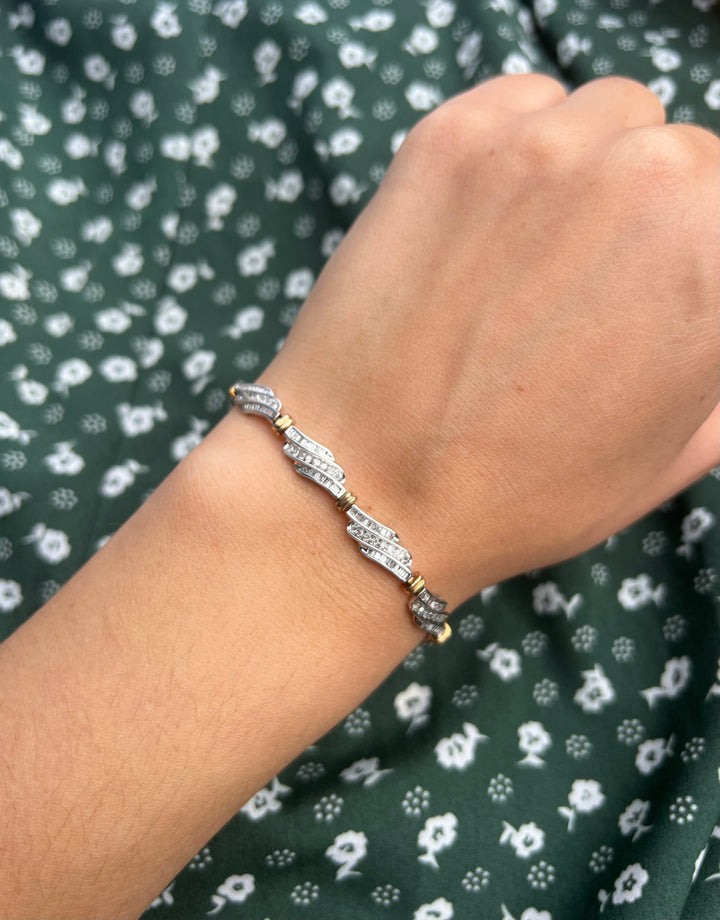 100% Natural Diamond 3.20 tcw Bracelet 10k White and Yellow Gold